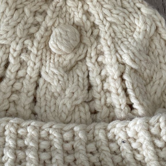VINTAGE Abercrombie & Fitch pompom Pom Hat Beanie New Lamb wool CABLE rare main image 5